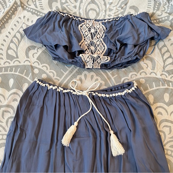 Showpo blue two piece strapless maxi set - Picture 5 of 8